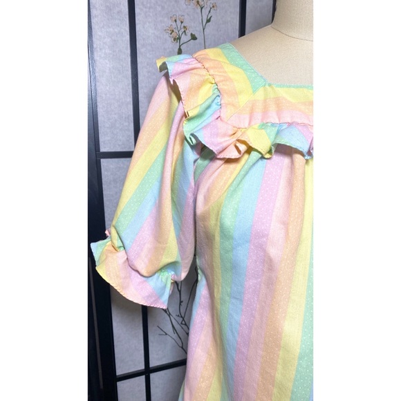 Vintage pastel rainbow square dancing blouse - Picture 9 of 9